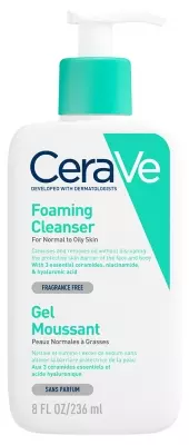 فوم شوینده صورت و بدن سراوی (CeraVe Foaming Cleanser) حجم ۲۳۶ میلی‌لیتر | مناسب پوست‌های معمولی تا چرب