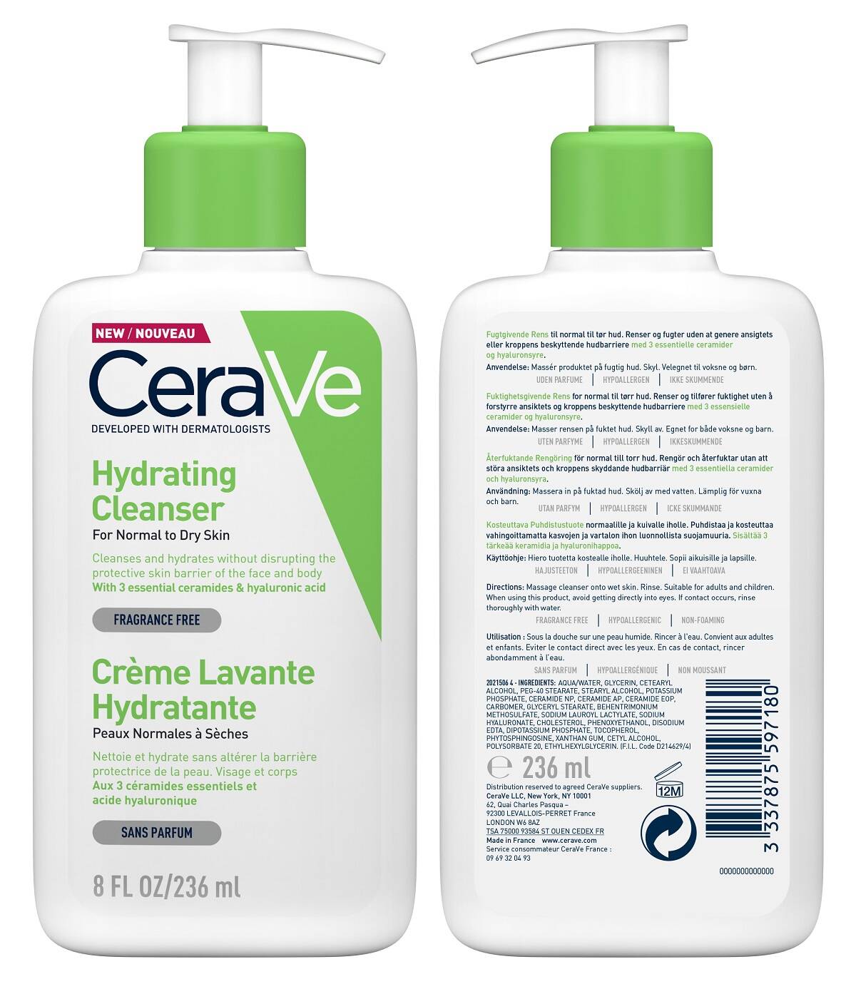 کرم شوینده آبرسان سراوی (CeraVe Hydrating Cleanser) حجم ۲۳۶ میلی‌لیتر | مناسب پوست‌های معمولی تا خشک